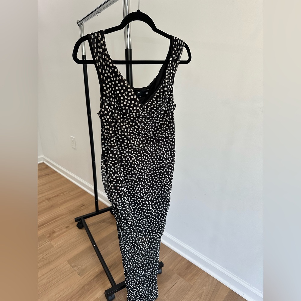 Black and White Polka Dot Midi Dress